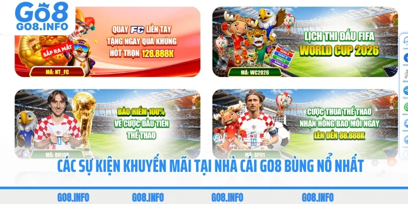 Các sự kiện khuyến mãi tại nhà cái GO8 bùng nổ nhất